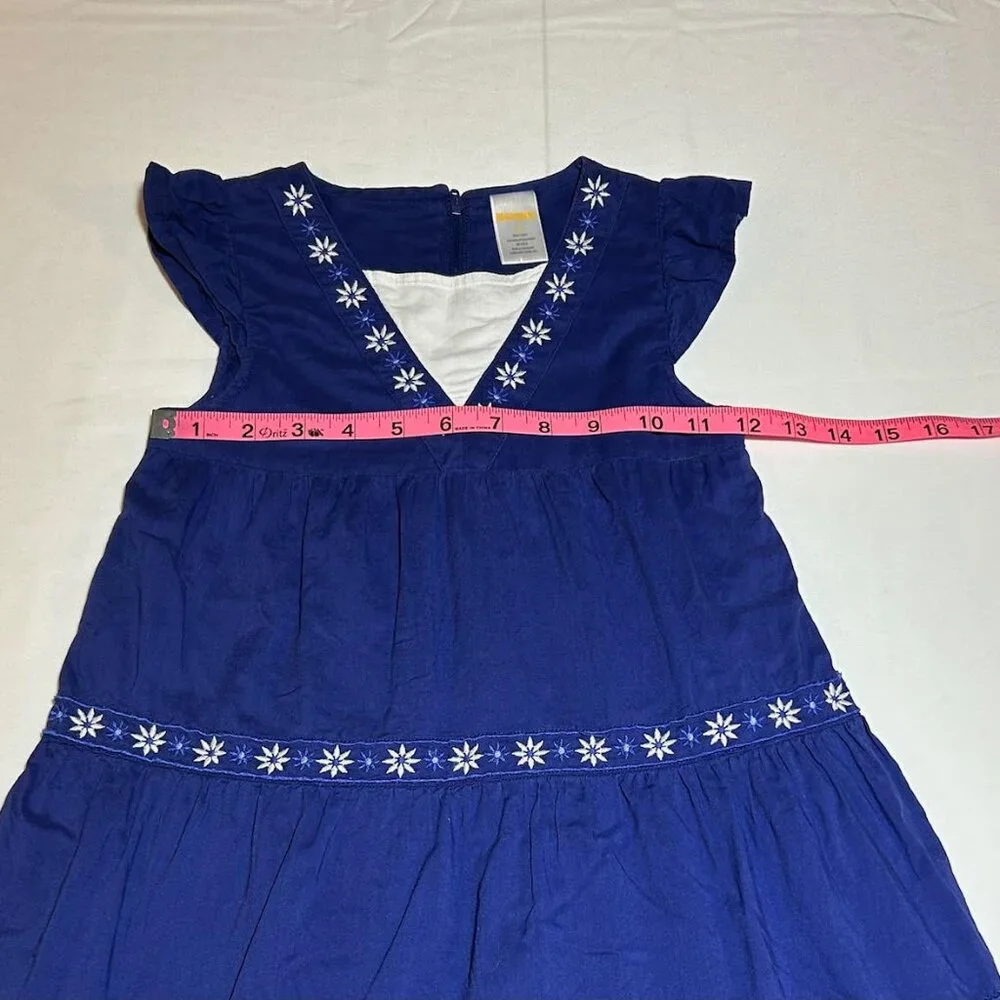 Gymboree Girls 6 Blue Embroidered Flower Short Sleeve Cotton Dress Lightweight